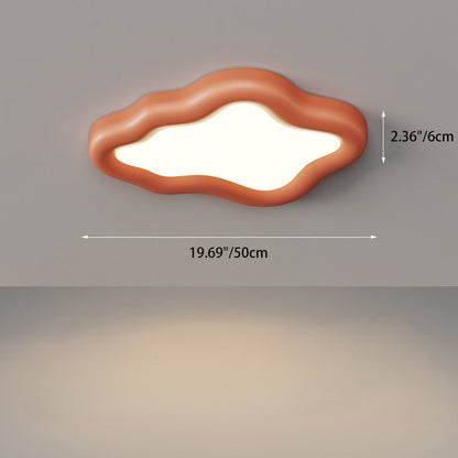 Contemporary Scandinavian Resin Acrylic Cloud Shade LED Flush Mount Ceiling Light For Bedroom