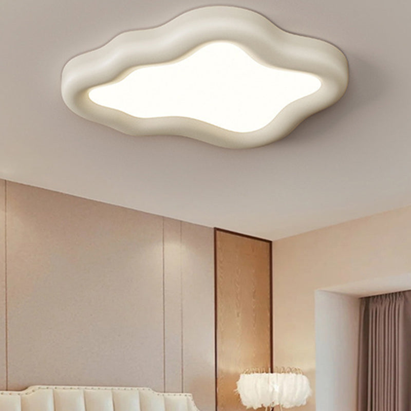 Contemporary Scandinavian Resin Acrylic Cloud Shade LED Flush Mount Ceiling Light For Bedroom