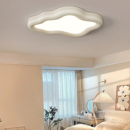 Contemporary Scandinavian Resin Acrylic Cloud Shade LED Flush Mount Ceiling Light For Bedroom