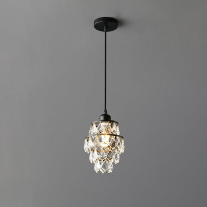 Contemporary Luxury Hardware Crystal Round 1-Light Pendant Light For Living Room