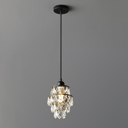 Contemporary Luxury Hardware Crystal Round 1-Light Pendant Light For Living Room