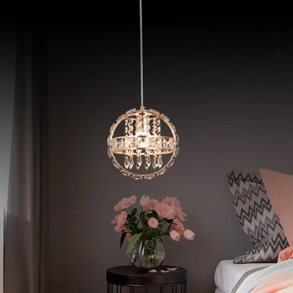 Contemporary Luxury Dual Circle Crystal Ring Glass Beads 1-Light Pendant Light For Living Room