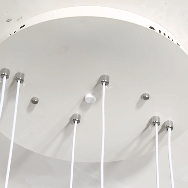 Modern Simplicity Iron Circle Silicone Ring Acrylic Ball LED Chandelier For Living Room
