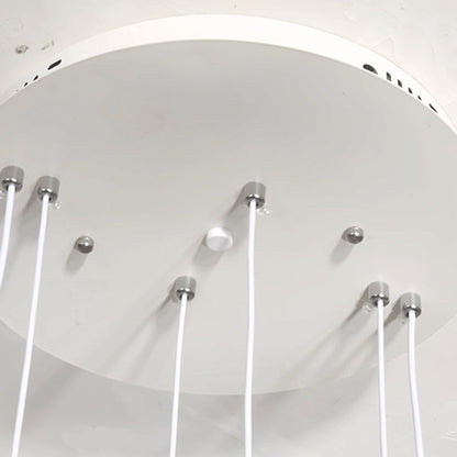 Modern Simplicity Iron Circle Silicone Ring Acrylic Ball LED Chandelier For Living Room