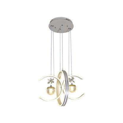 Modern Simplicity Iron Circle Silicone Ring Acrylic Ball LED Chandelier For Living Room