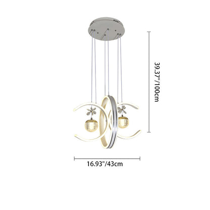 Modern Simplicity Iron Circle Silicone Ring Acrylic Ball LED Chandelier For Living Room