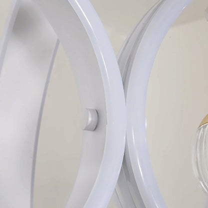 Modern Simplicity Iron Circle Silicone Ring Acrylic Ball LED Chandelier For Living Room