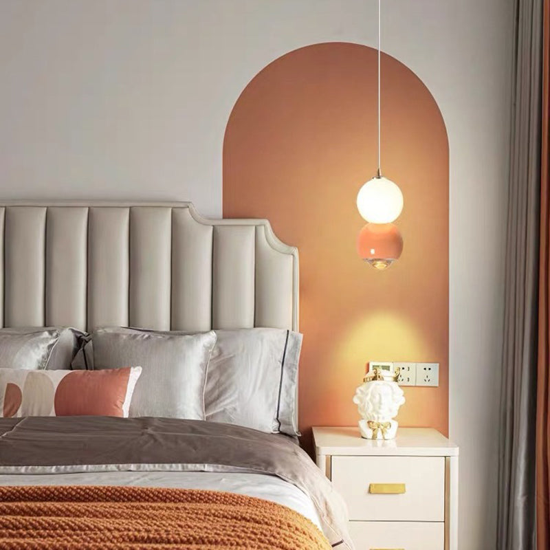 Contemporary Scandinavian Aluminum Spherical Acrylic LED Pendant Light For Living Room