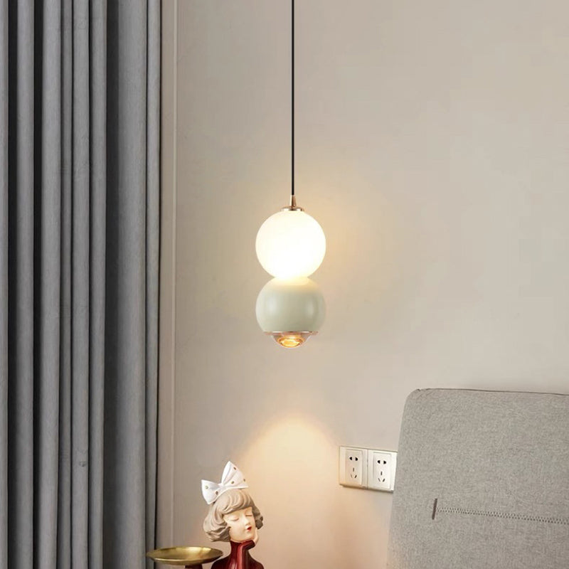 Contemporary Scandinavian Aluminum Spherical Acrylic LED Pendant Light For Living Room