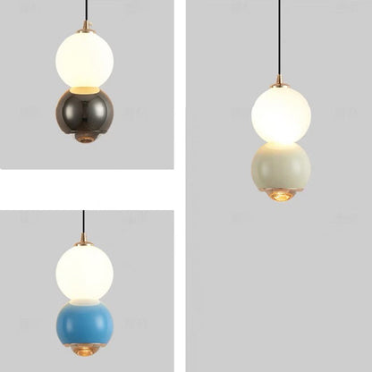 Contemporary Scandinavian Aluminum Spherical Acrylic LED Pendant Light For Living Room