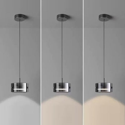 Contemporary Scandinavian Cylinder Glass Iron LED Pendant Light For Living Room