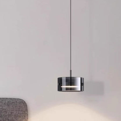 Contemporary Scandinavian Cylinder Glass Iron LED Pendant Light For Living Room