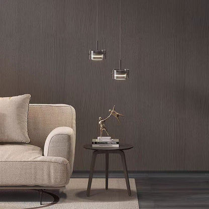 Contemporary Scandinavian Cylinder Glass Iron LED Pendant Light For Living Room