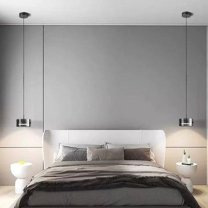 Contemporary Scandinavian Cylinder Glass Iron LED Pendant Light For Living Room