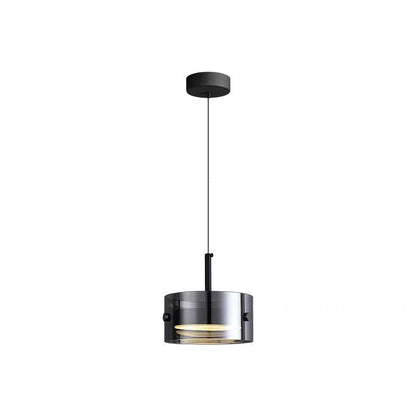Contemporary Scandinavian Cylinder Glass Iron LED Pendant Light For Living Room