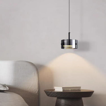 Contemporary Scandinavian Cylinder Glass Iron LED Pendant Light For Living Room