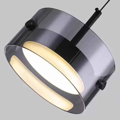 Contemporary Scandinavian Cylinder Glass Iron LED Pendant Light For Living Room