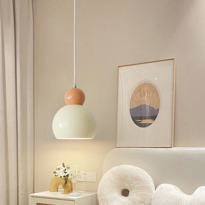 Traditional French Iron Geometric Sphere Shade 1-Light Pendant Light For Bedroom