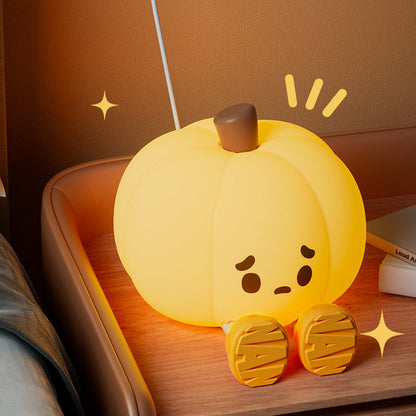 Contemporary Creative Pumpkin Silicone Shade LED Night Light Table Lamp For Bedroom