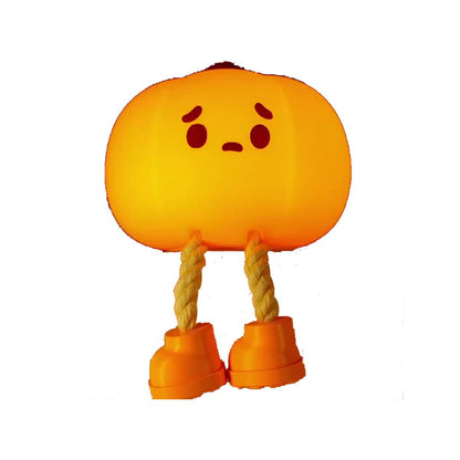 Contemporary Creative Pumpkin Silicone Shade LED Night Light Table Lamp For Bedroom