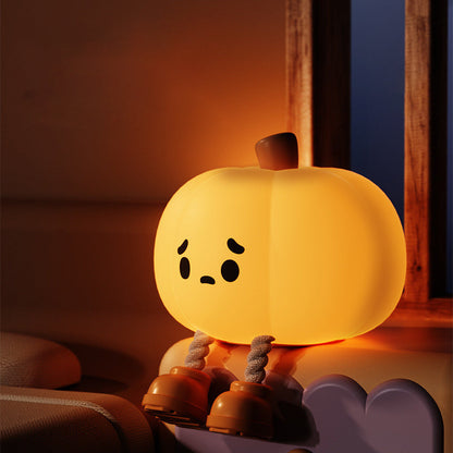 Contemporary Creative Pumpkin Silicone Shade LED Night Light Table Lamp For Bedroom