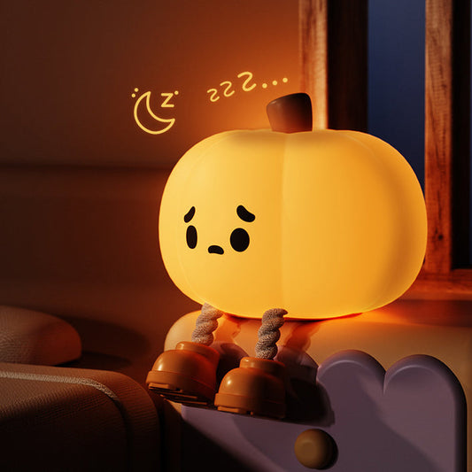 Contemporary Creative Pumpkin Silicone Shade LED Night Light Table Lamp For Bedroom
