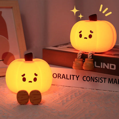 Contemporary Creative Pumpkin Silicone Shade LED Night Light Table Lamp For Bedroom