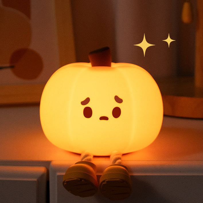 Contemporary Creative Pumpkin Silicone Shade LED Night Light Table Lamp For Bedroom