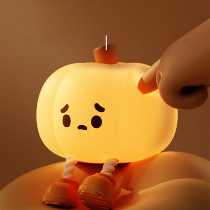 Contemporary Creative Pumpkin Silicone Shade LED Night Light Table Lamp For Bedroom