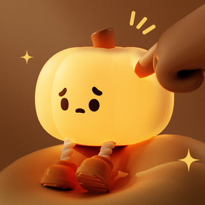 Contemporary Creative Pumpkin Silicone Shade LED Night Light Table Lamp For Bedroom