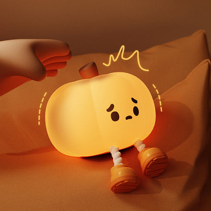 Contemporary Creative Pumpkin Silicone Shade LED Night Light Table Lamp For Bedroom