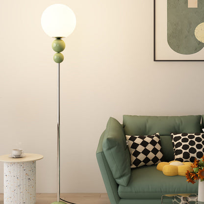 Contemporary Nordic Iron PE Round Ball Shade 1-Light Standing Floor Lamp For Bedroom