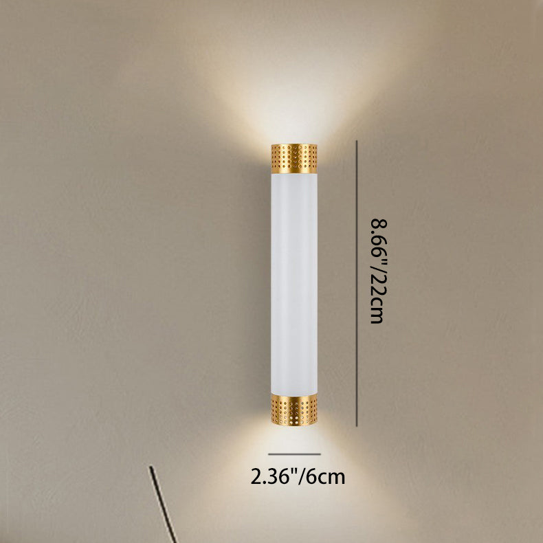 Modern Minimalist Aluminum Cylinder LED Up And Down Illuminated Wall Sconce Lamp For Living Room