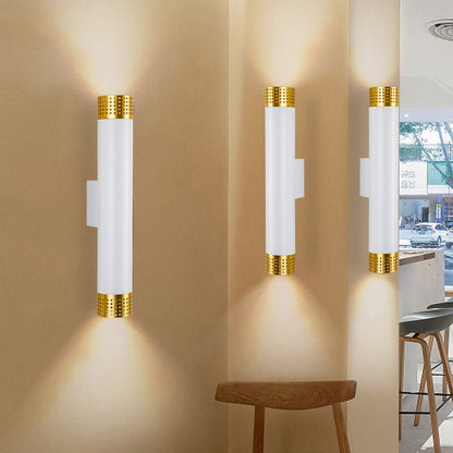 Modern Minimalist Aluminum Cylinder LED Up And Down Illuminated Wall Sconce Lamp For Living Room