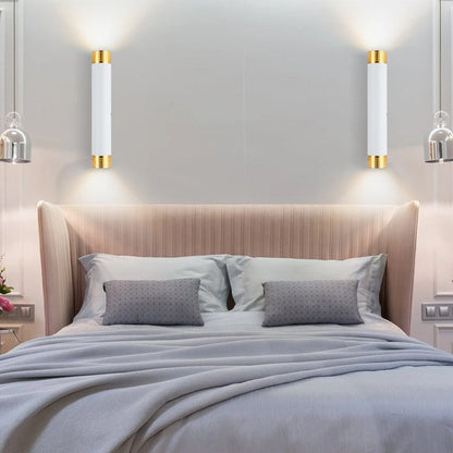 Modern Minimalist Aluminum Cylinder LED Up And Down Illuminated Wall Sconce Lamp For Living Room