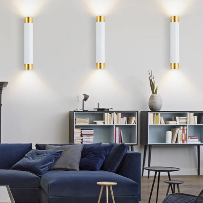 Modern Minimalist Aluminum Cylinder LED Up And Down Illuminated Wall Sconce Lamp For Living Room