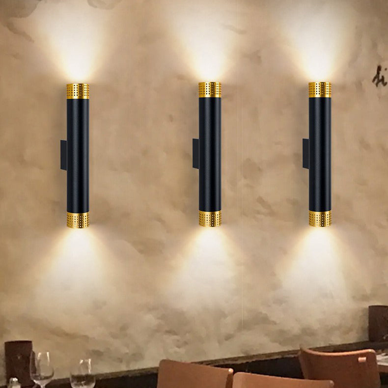 Modern Minimalist Aluminum Cylinder LED Up And Down Illuminated Wall Sconce Lamp For Living Room