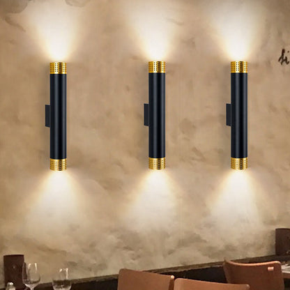 Modern Minimalist Aluminum Cylinder LED Up And Down Illuminated Wall Sconce Lamp For Living Room