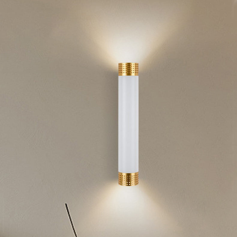 Modern Minimalist Aluminum Cylinder LED Up And Down Illuminated Wall Sconce Lamp For Living Room