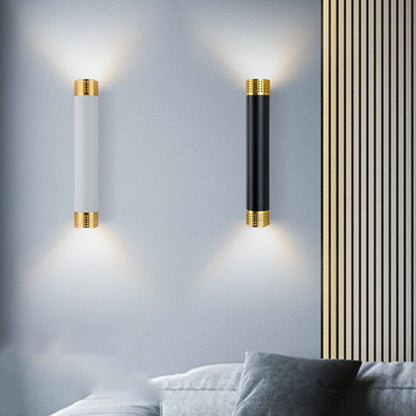 Modern Minimalist Aluminum Cylinder LED Up And Down Illuminated Wall Sconce Lamp For Living Room