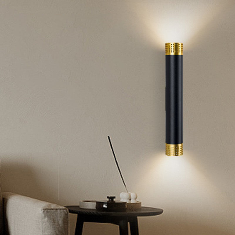 Modern Minimalist Aluminum Cylinder LED Up And Down Illuminated Wall Sconce Lamp For Living Room