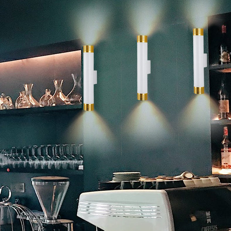 Modern Minimalist Aluminum Cylinder LED Up And Down Illuminated Wall Sconce Lamp For Living Room