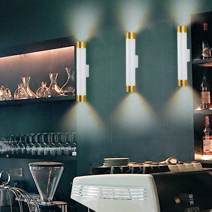 Modern Minimalist Aluminum Cylinder LED Up And Down Illuminated Wall Sconce Lamp For Living Room