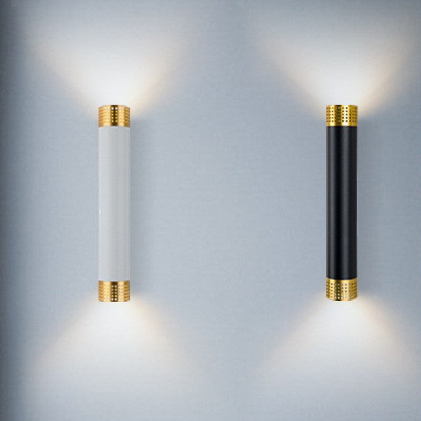 Modern Minimalist Aluminum Cylinder LED Up And Down Illuminated Wall Sconce Lamp For Living Room