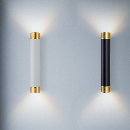 Modern Minimalist Aluminum Cylinder LED Up And Down Illuminated Wall Sconce Lamp For Living Room