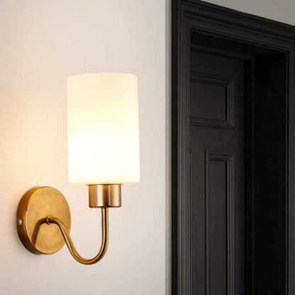 Contemporary Simplicity Iron Frame Glass Cylinder 1/2-Light Wall Sconce Lamp For Bedroom