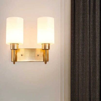 Contemporary Simplicity Iron Frame Glass Cylinder 1/2-Light Wall Sconce Lamp For Bedroom