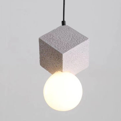 Contemporary Creative Resin Honeycomb Stone Geometric Cube 1-Light Pendant Light For Living Room