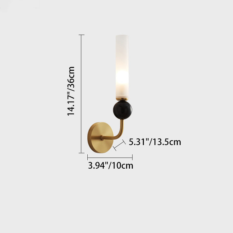 Contemporary Simplicity Copper Marble Ball Acrylic Cylinder Shade 1-Light Wall Sconce Lamp For Bedroom