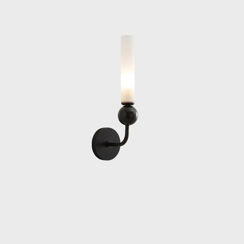 Contemporary Simplicity Copper Marble Ball Acrylic Cylinder Shade 1-Light Wall Sconce Lamp For Bedroom